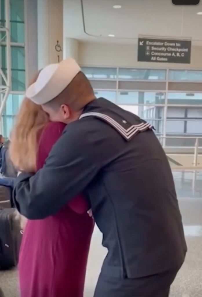 Navy sailor reunites with wife